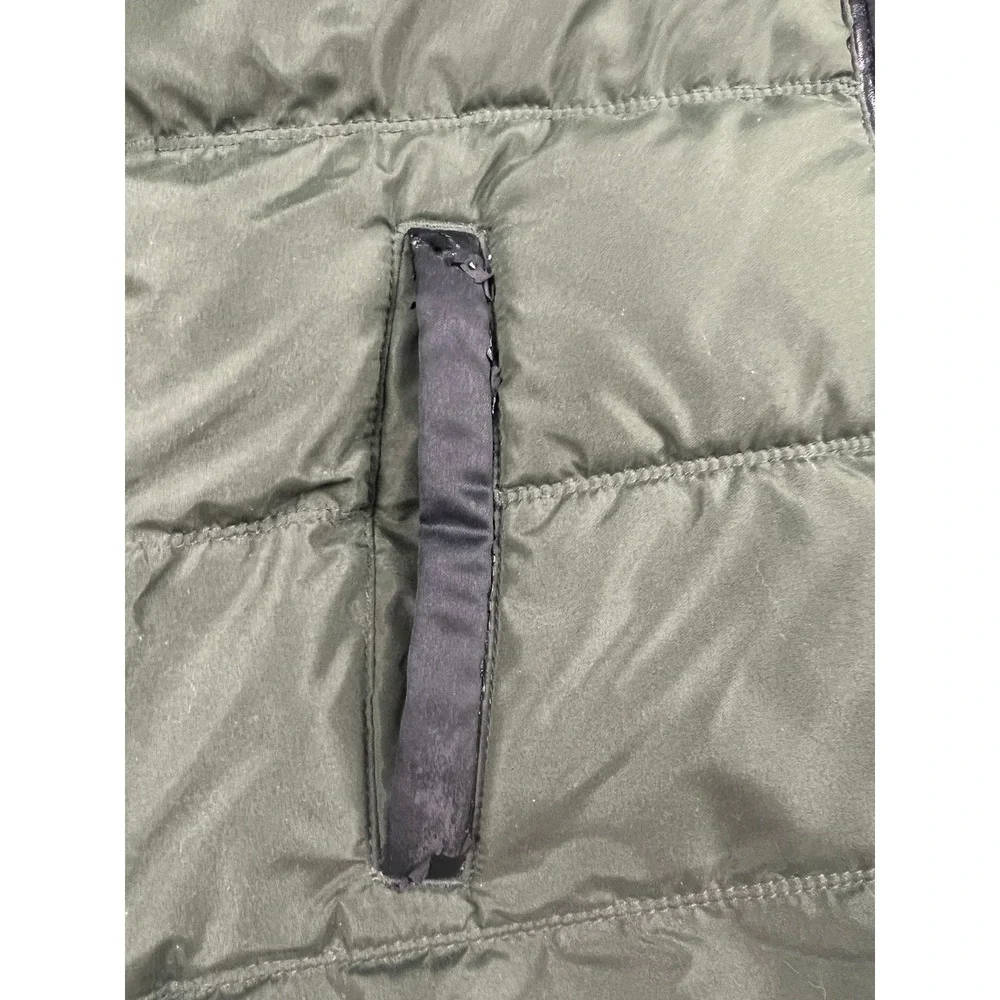 Old Navy‎ Puffer Jacket Womens L Olive Green Faux Fur Hood Quilted Winter Coat